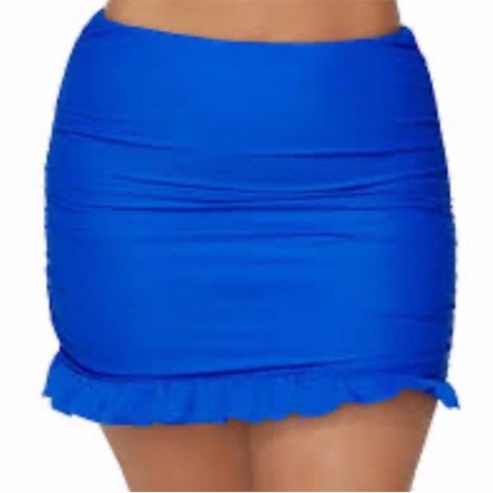 Raisins Curve Ruffled Tummy Control Swim skirt blue - 18W